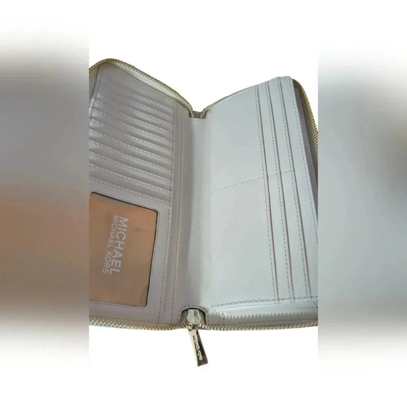 NWT Michael Kors Women Lady Long Continental Card Phone Holder Wallet Lt Cream - Picture 5 of 9